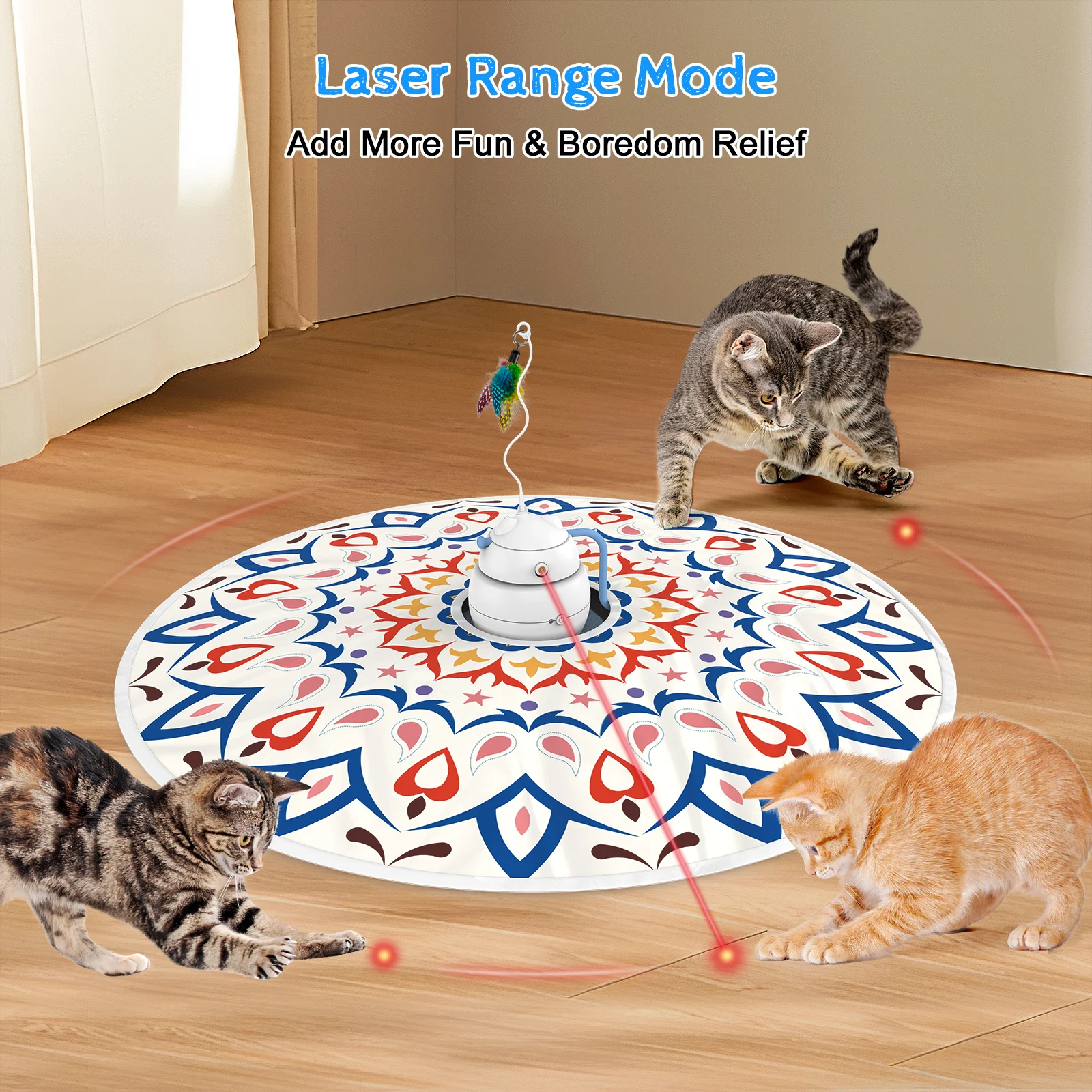 

4 in 1 Rotatable Track Amusement Plate Cat Toy with Amusing Cat Stick Cat Intelligence Interactive Training Toy with Balls