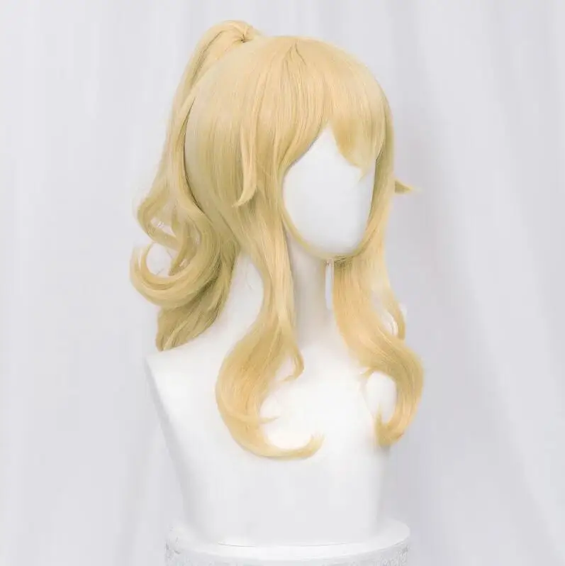 Yandere Simulator Musume Ronshaku Long Blonde Cosplay Wig with Clip Ponytail Heat Resistant Hair Cosplay Wigs