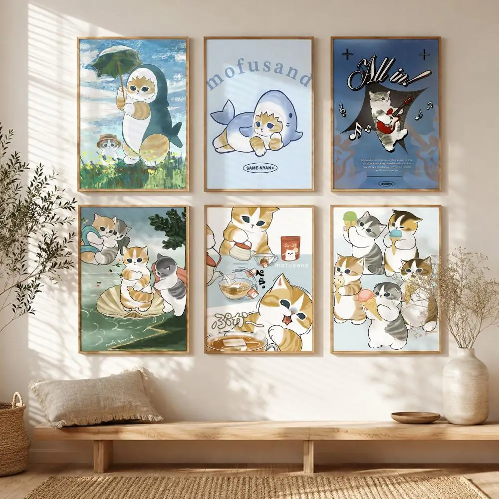 Fluffy Character M-Mofusand Poster All-match HD Waterproof Self-Adhesive Wall Art Sticker For Home Bedroom