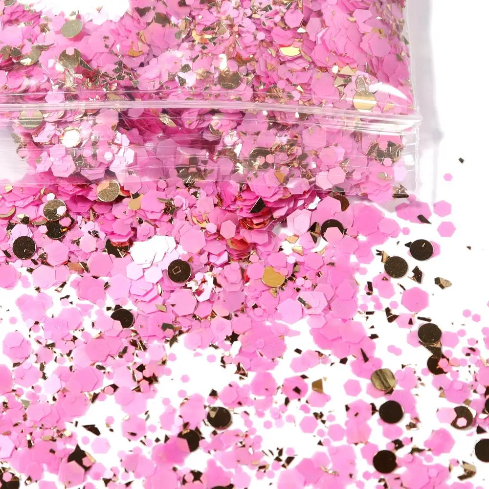 50 g/Beutel, holografischer, klobiger Glitzer, Prinzessinnen-Serie, goldfarbener, kosmetischer Bastel-Glitzer für Epoxidharz-Nagel-Pailletten, schillernde Flocken – Detail 20