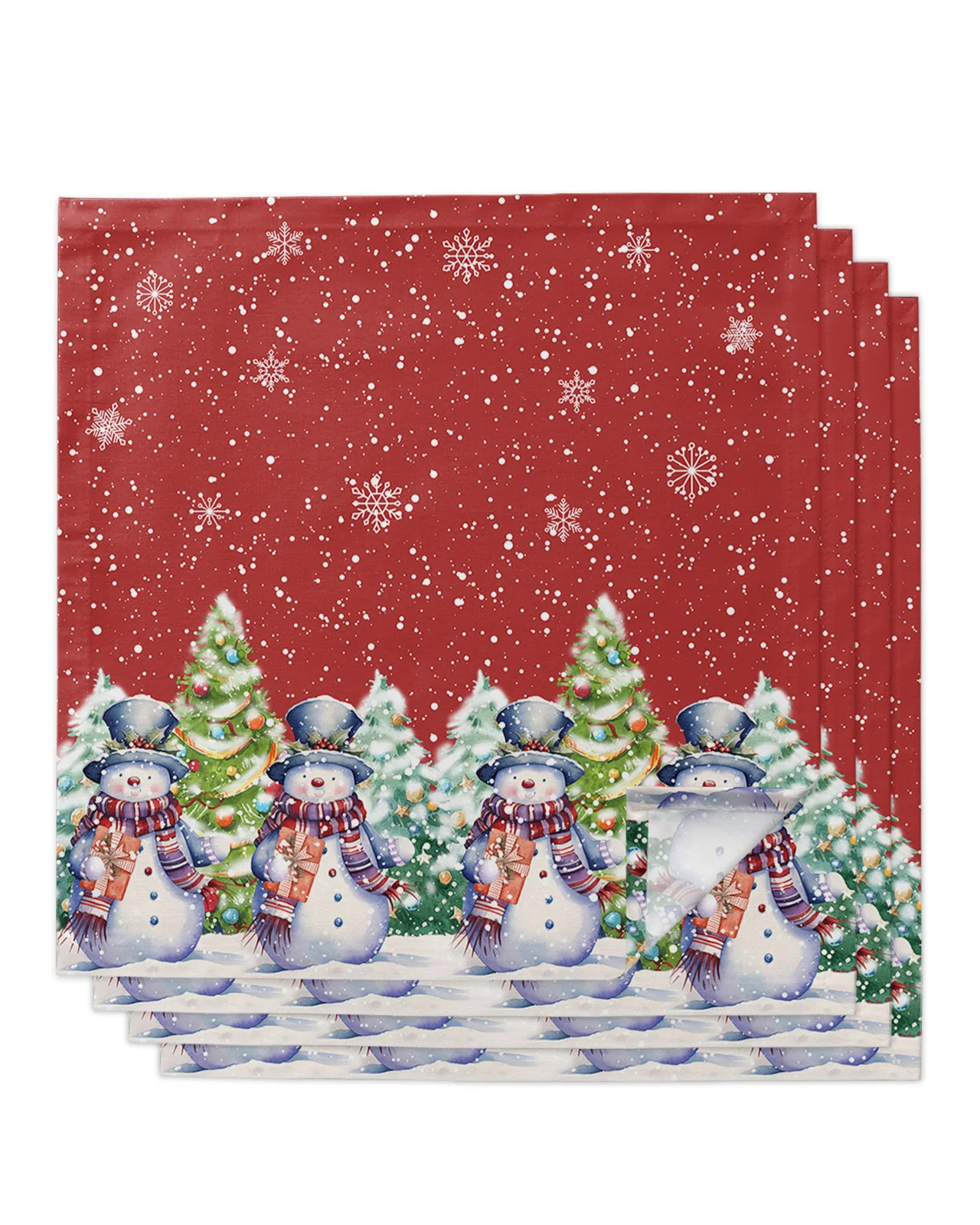 4/6/8pcs Christmas Snowman Christmas Tree Table Napkins Cloth Restaurant Table Napkins Wedding Banquet Decor Cloth Napkins