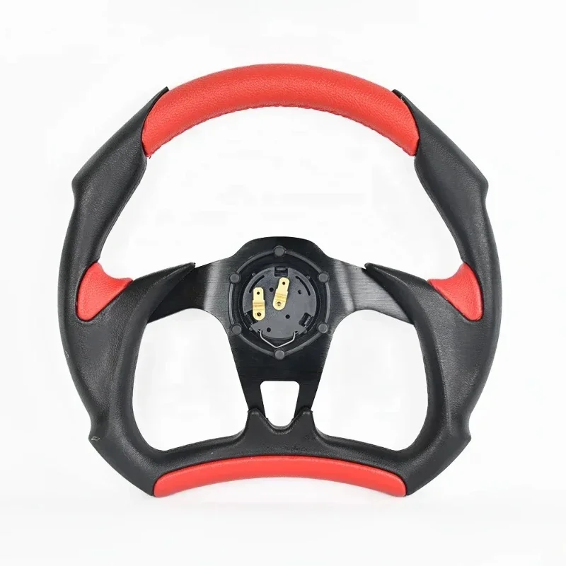 Sport Steering Wheel Drift Black Spokes 350mm D-Shaped Steering Wheel