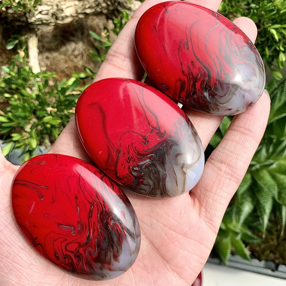 Natural Bloodstone Jasper Palm Stone Polished Healing Crystal Courage Grounding Reiki Worry Stone Meditation Stress Relief Gift