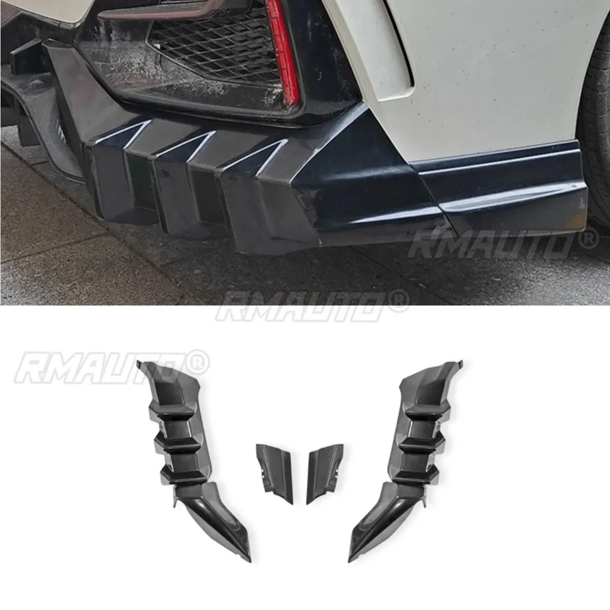 Car Rear Bumper Lip Diffuser Body Kit For Honda Civic Type R Sedan 2016-2021 Mugen Style Bumper Lip Corner Trim Car Accessories