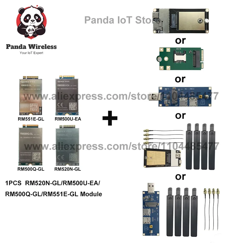 Quectel 5G Moduel RM520N-GL RM500U-EA RM500Q-GL RM551E-GL M.2 5G sub6 GHz Module With USB USB-C Adapter For IoT/eMBB Application