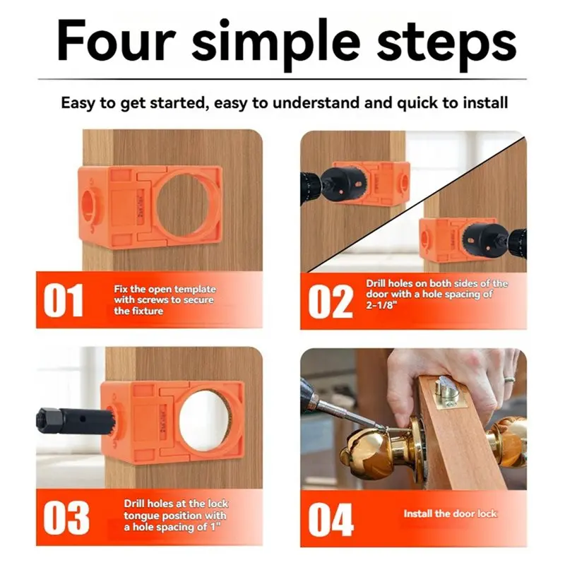 B49C Installation Kit For Door Lock- Guide Template Included Fits 1-3/8