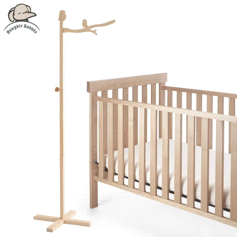 Baby Wooden Bird Shape Bed Bell 0-12 Months Bed Bell Bracket Wooden Mobile Newborn Crochet Bed Bell Holder Arm Bracket Baby Gift