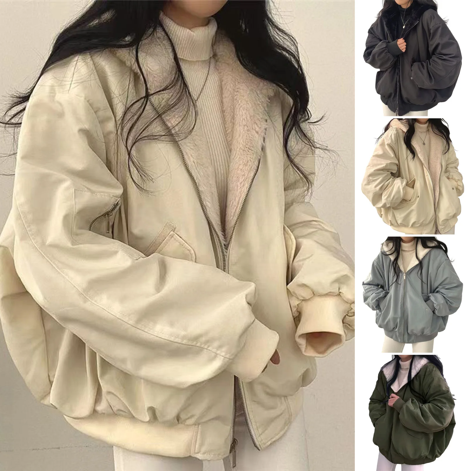 

Новые куртки для женщин, толстые теплые парки, большие двусторонние куртки с капюшоном, корейская мода, повседневное свободное пальто на молнии, женская одежда