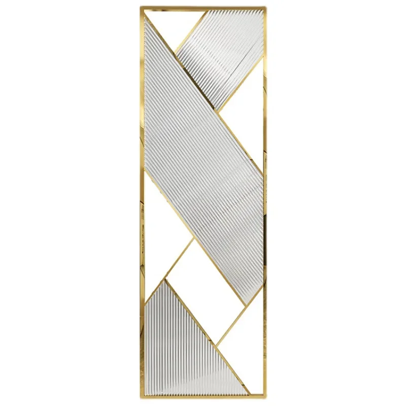 

Nordic light luxury wrought iron stainless steel glass screen entrance living room