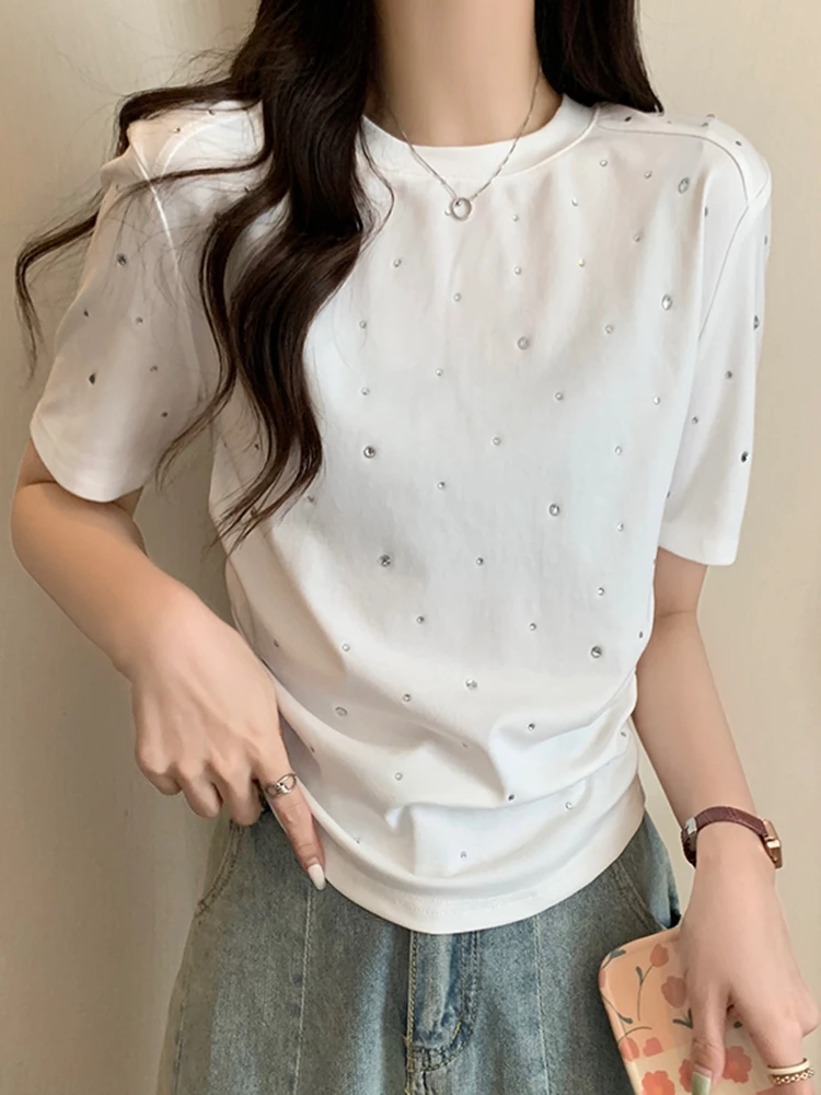 2023 Summer Cotton Women Crop Tops  T-shirt Short sleeve T shirt Short Sleeve clothing t shirts Tops Tee Women\'s clothing