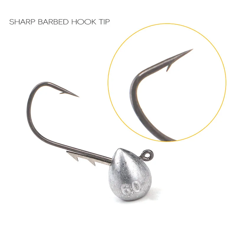 5pcs Jig Head Hook 2.5g/3.5g/4.5g/6g Rockfish Exposed Head Hook Barbed Hook Trout Soft Worm Lure Jig Fishing Hook