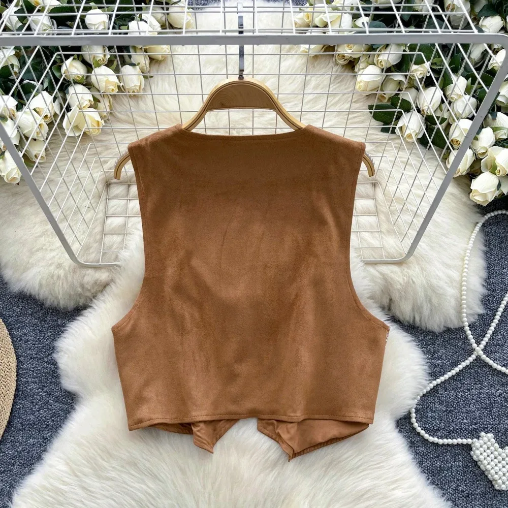 Vintage Bohemian Casual Distressed Sleeveless Chic Embroidery Sweet Elegant Vest Korean Fashion Basics Women Office Lady Top