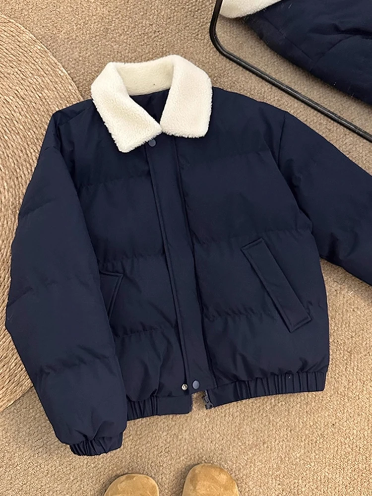 

Утепленная хлопковая куртка с воротником из овечьего бархата для мужчин и женщин, зимняя теплая рабочая одежда, уличная спортивная повседневная куртка