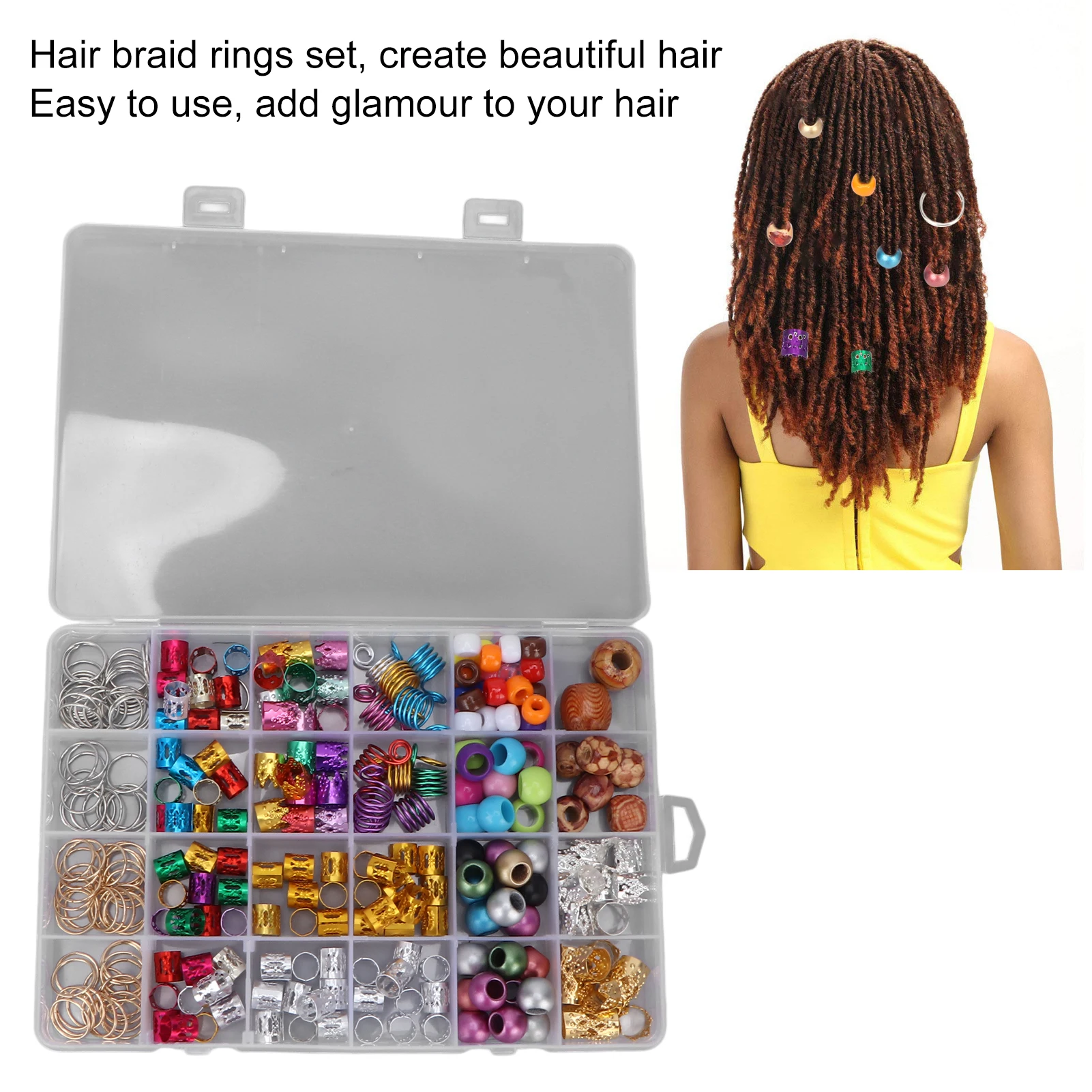 Hair Coil Dreadlocks Beads Alloy Wooden Hair Jewelry Rings Clips for Hair Decoration Accessories 278pcs Hair Dreadlocks Beads