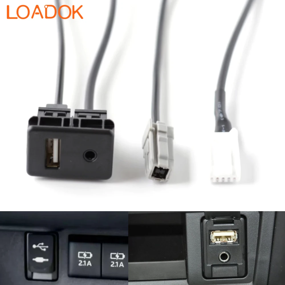 5 Pin Car Radio Audio AUX USB Dashboard Panel Wire Harness Cable For Toyota RAV4 EZ Verso Camry Fit Lexus DENSO Navigation