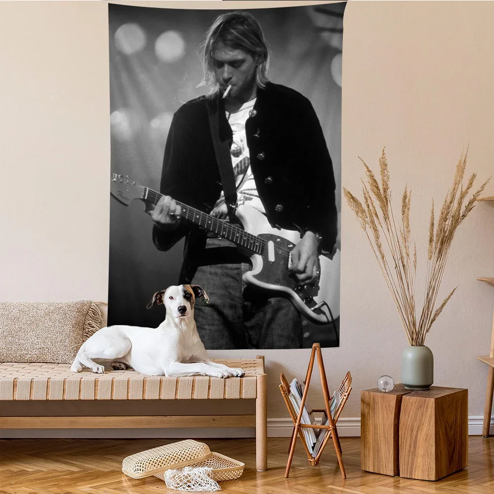 نسيج مغني كورت كوبين ملون ، تعليق على الحائط ، ديكور منزلي ، هيبي ، ديكور بوهيمي ، فن جدار العرافة