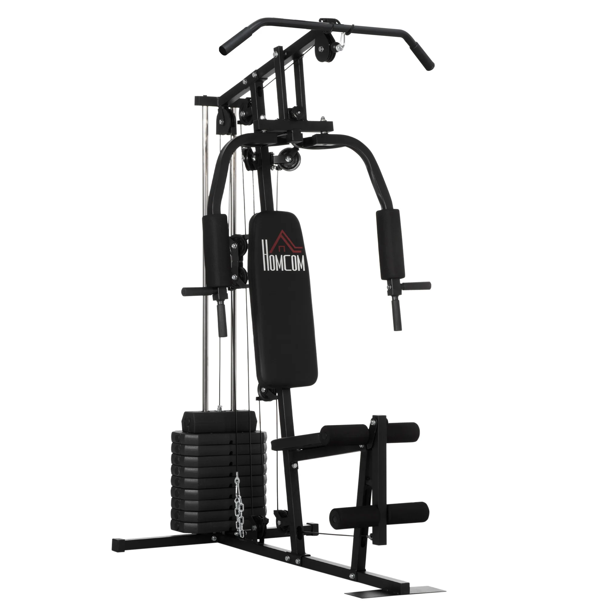 HOMCOM Multiestación Máquina de Musculación con Estribo para Piernas para Entrenamiento Fitness en Hogar Gimnasio 135x103x210cm