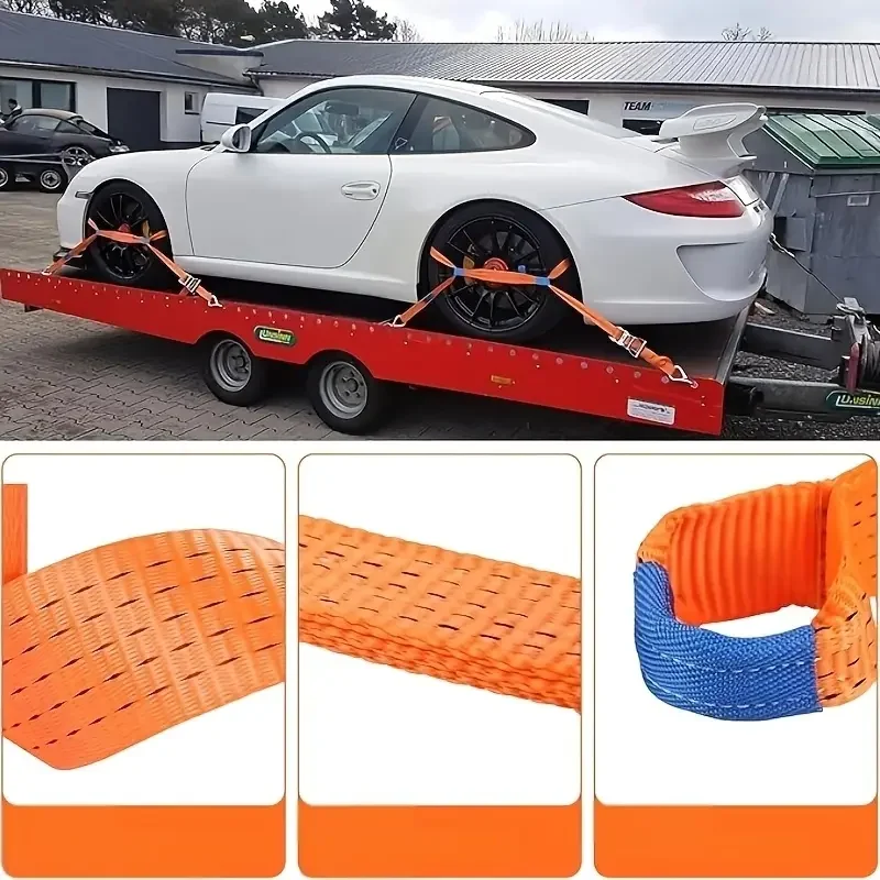 4-Piece 50mm Car Universal Ratchet Straps For Linen Reusable Secure Sturdy Car Trailer Roof Rack Lashing Straps