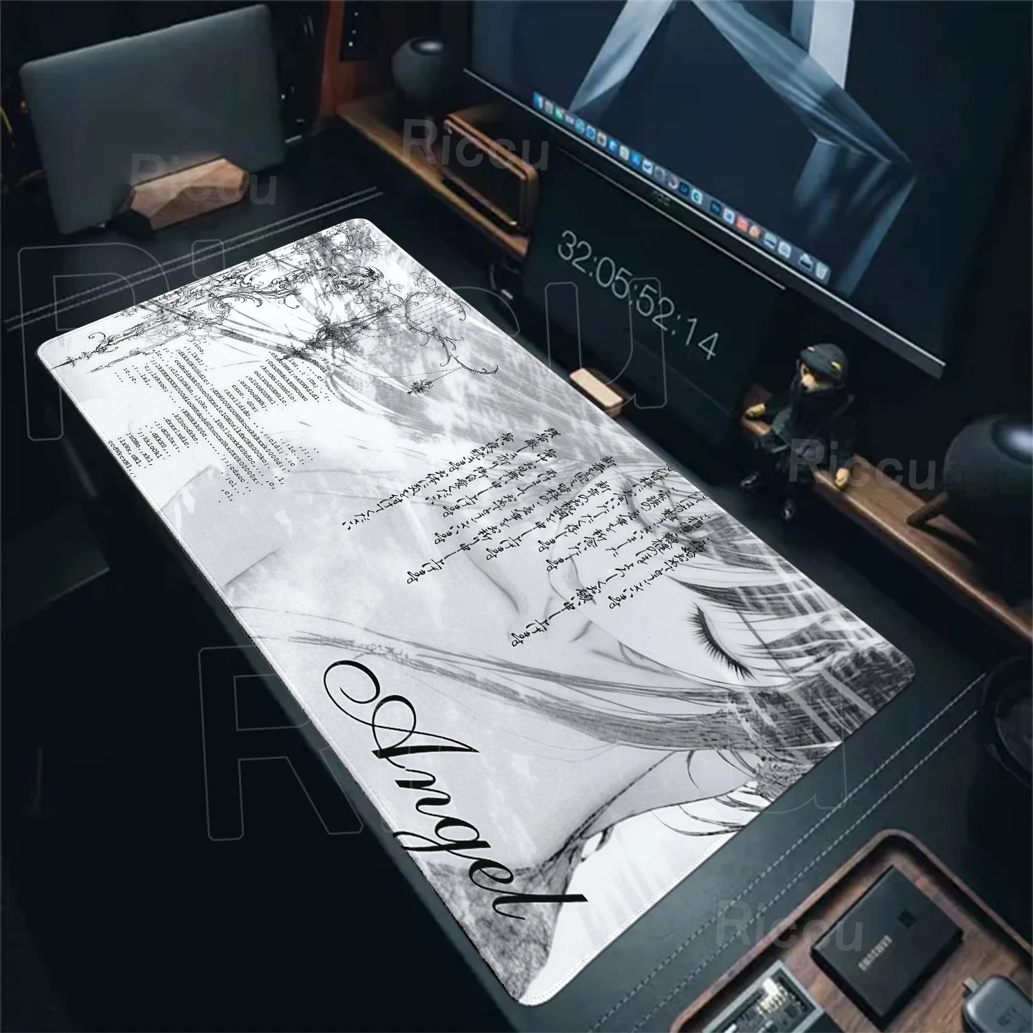 Anime Aesthetics Black White Mouse Pad Girls Large Gaming De