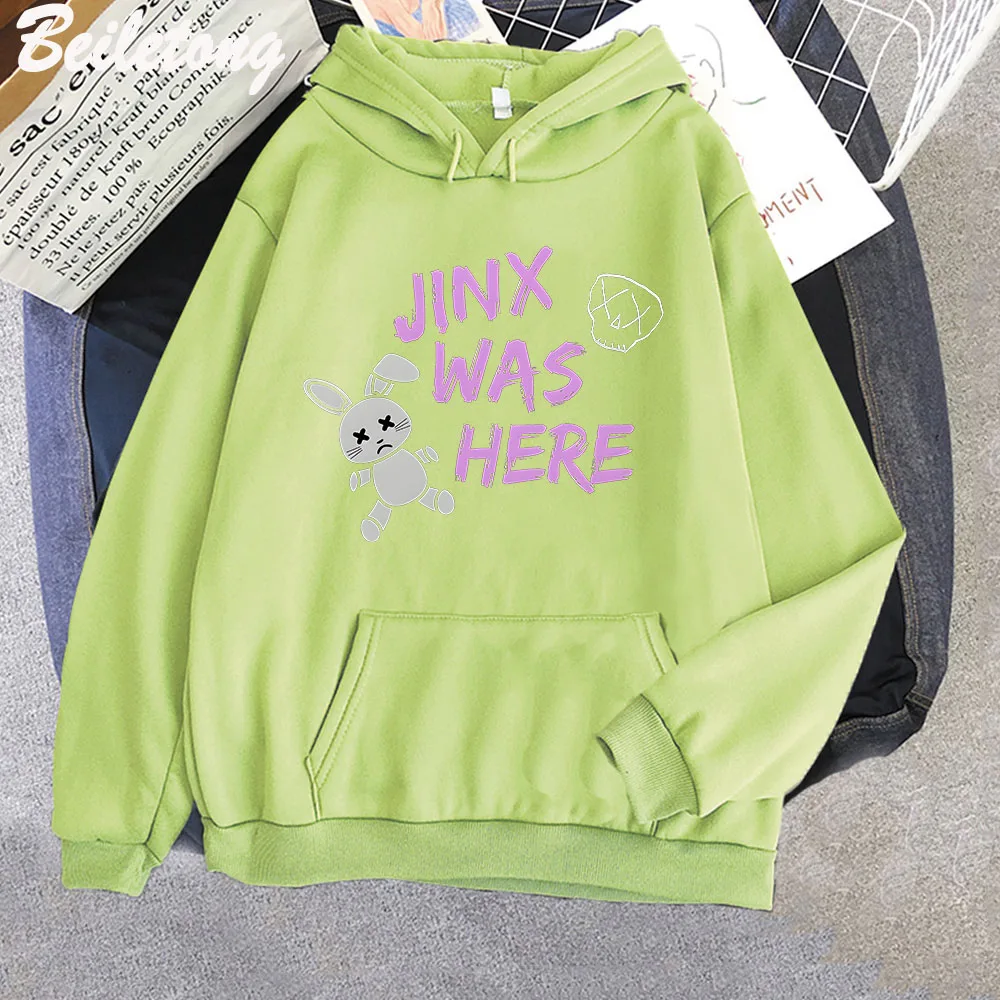 Arcane hoodie jinks here doll rabbit print kawaii aesthetic grunge style graffiti sweatshirt ladies oversized bag