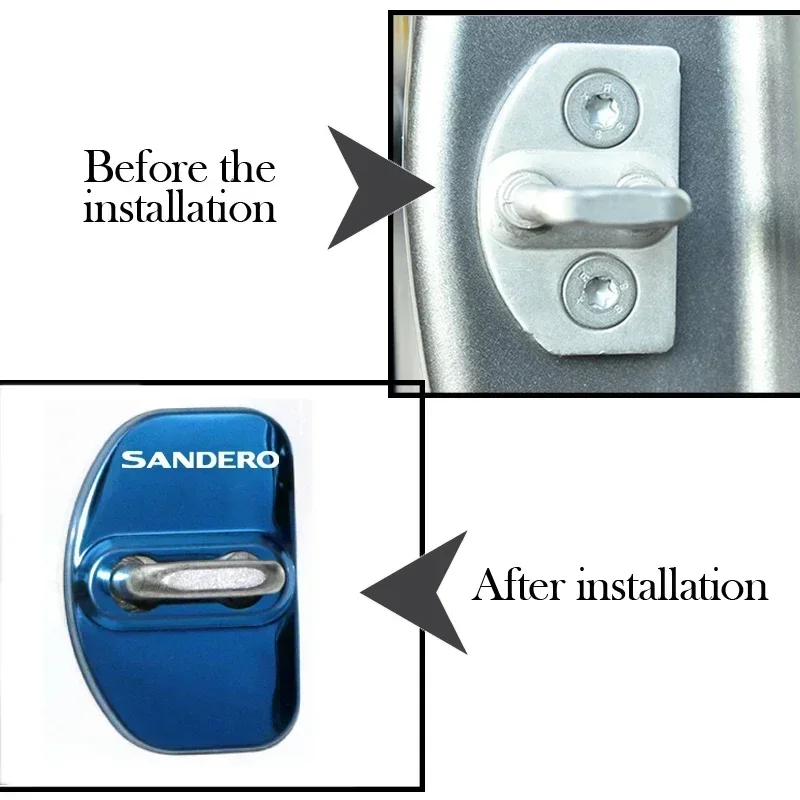 غطاء قفل باب السيارة ملصقات إبزيم واقية ، شعار داسيا سانديرو ، الفولاذ المقاوم للصدأ ، مكافحة الصدأ ، حافظة ، ملحقات التصميم