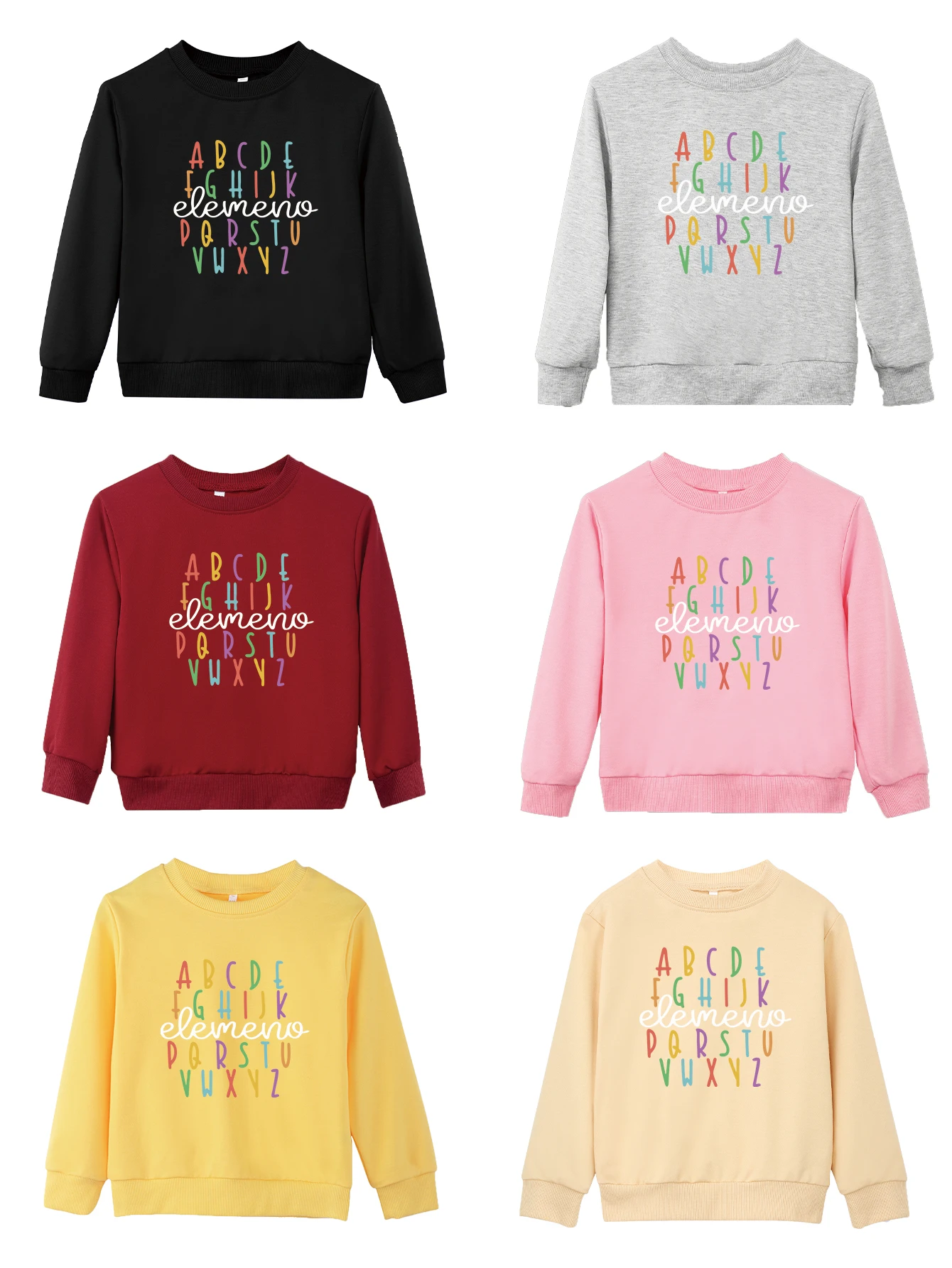 Tops Crewneck Long Sleeves High Quality Hoodies Child Boy Girl Pullover Colorful Letter A B C D E F G Print Trendy Sweatshirts