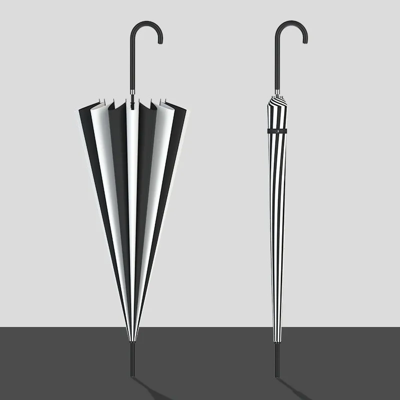 10pcs Parisian Pagoda Parasol Umbrellas in Black and White Striped Sunscreen Umbrella Rain Sunny Windproof Strong