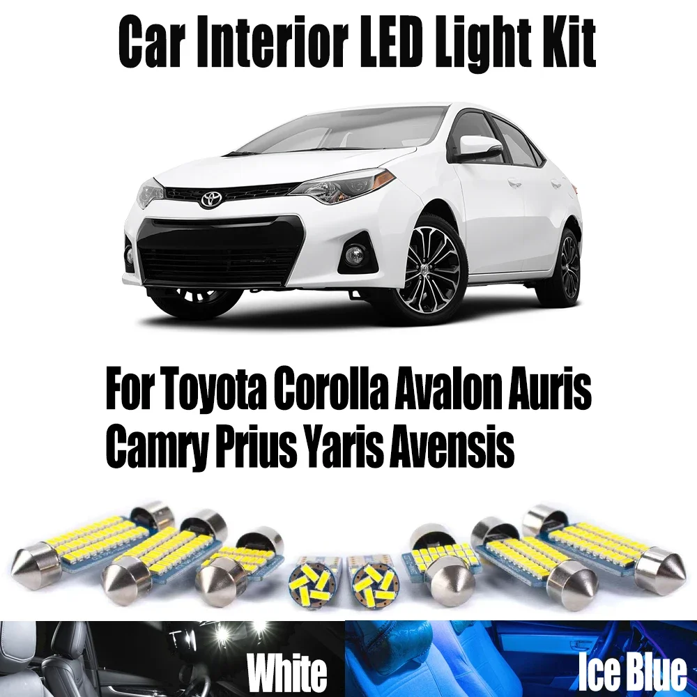 LED Interior Reading Plate Map Dome Trunk Light Kit Canbus For Toyota Corolla Avalon Auris Camry Prius Yaris Avensis Car Bulbs