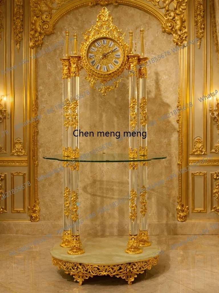 Chinese-style creative living room Home multi-functional with shelves Floor-to-ceiling clock meeting room High-end decoration