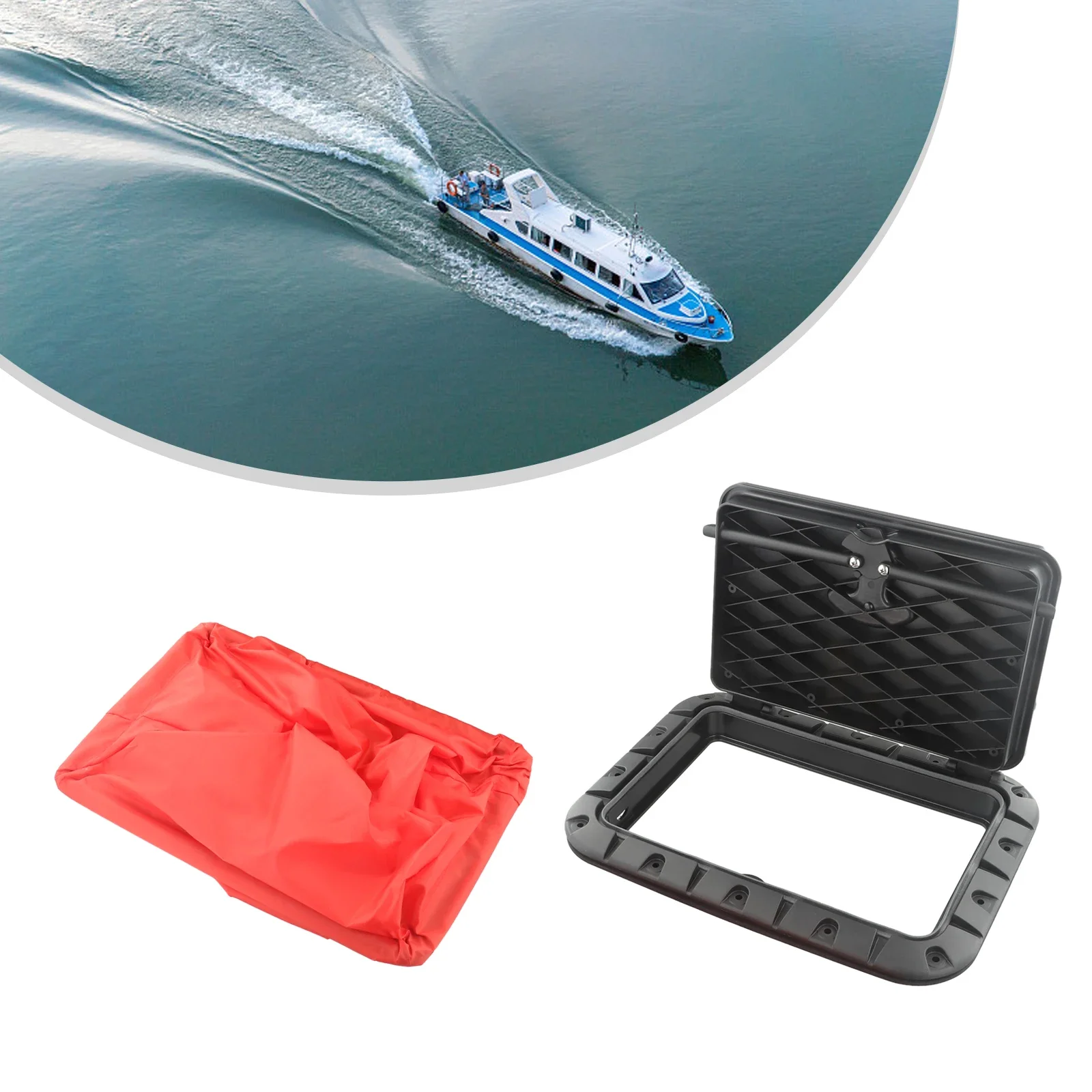 

High Quality Square Hatch Round Latch 90-degree Locking Hinges Boat Handle Kayak Part 35*25cm Accessory Adapter