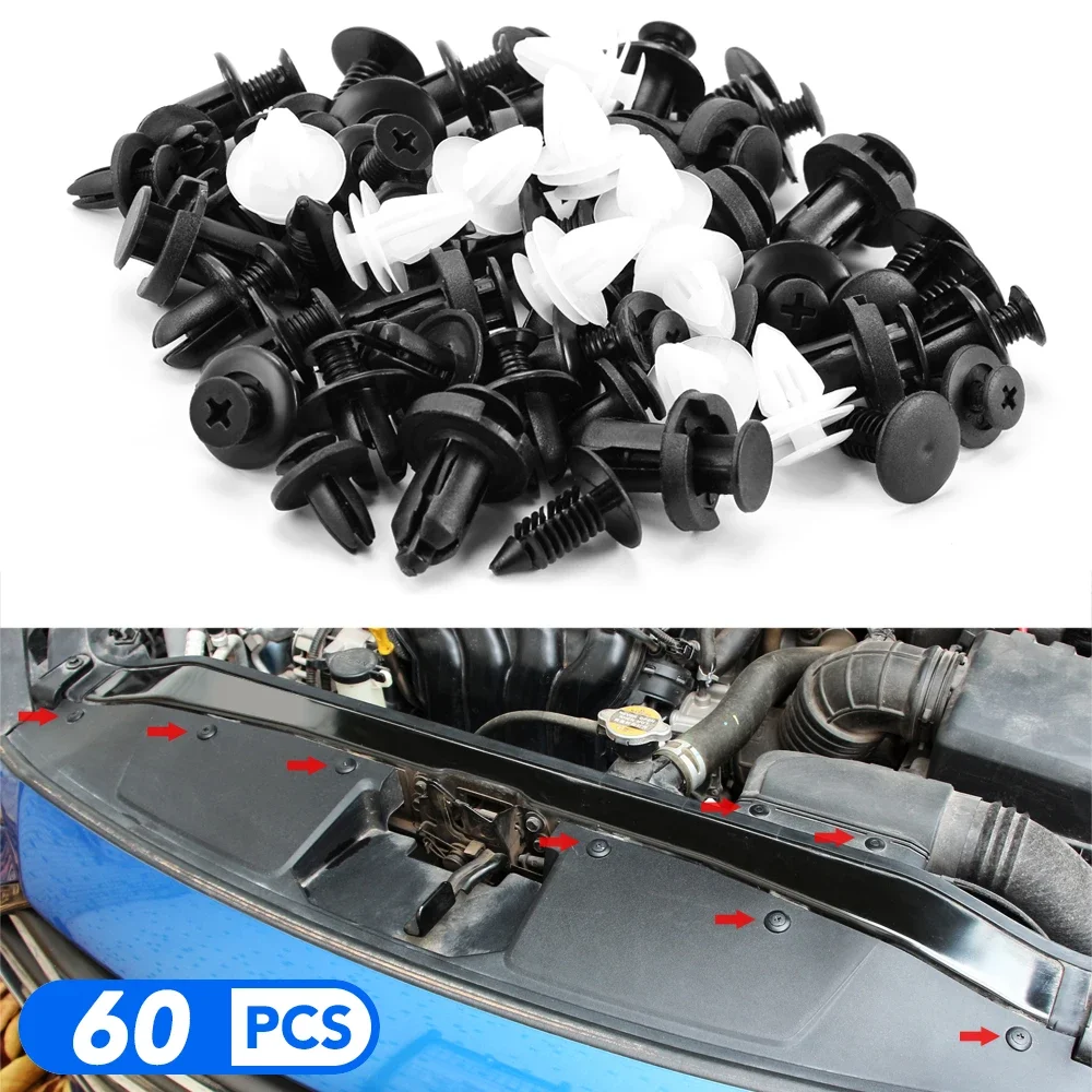 60pcs Mixed Auto Fastener Clip Car Accessories For Dodge Charger Journey 2009 Challenger Ram 1500 Caliber Durango