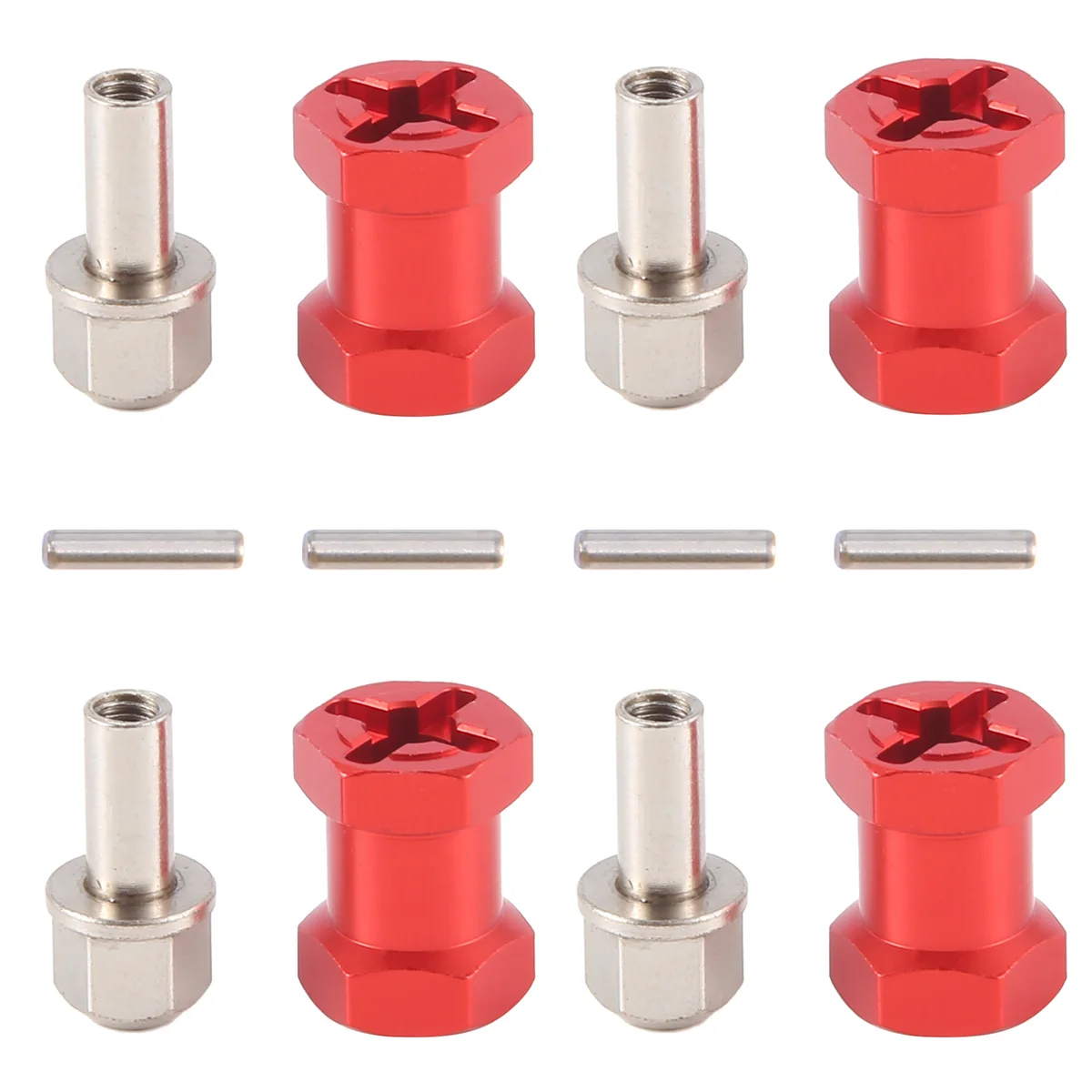 Sterk aanbevolen 12 mm zeskantwielnaafadapter 17 mm verlengstuk combinerkoppeling rood