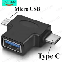 2 in 1 OTG Converter USB-3.0 to Micro USB and Type C Adapter USB3.0 Female to Micro USB Male and USB C Male Connector