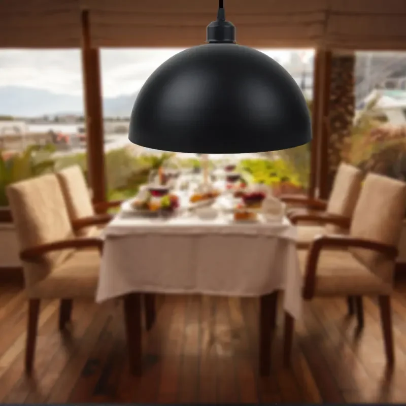 300mm Lamp Shades Only Black Metal Hanging Lamp Shade Pendant Half of A Circle Design For Floor Lamps & Chandeliers