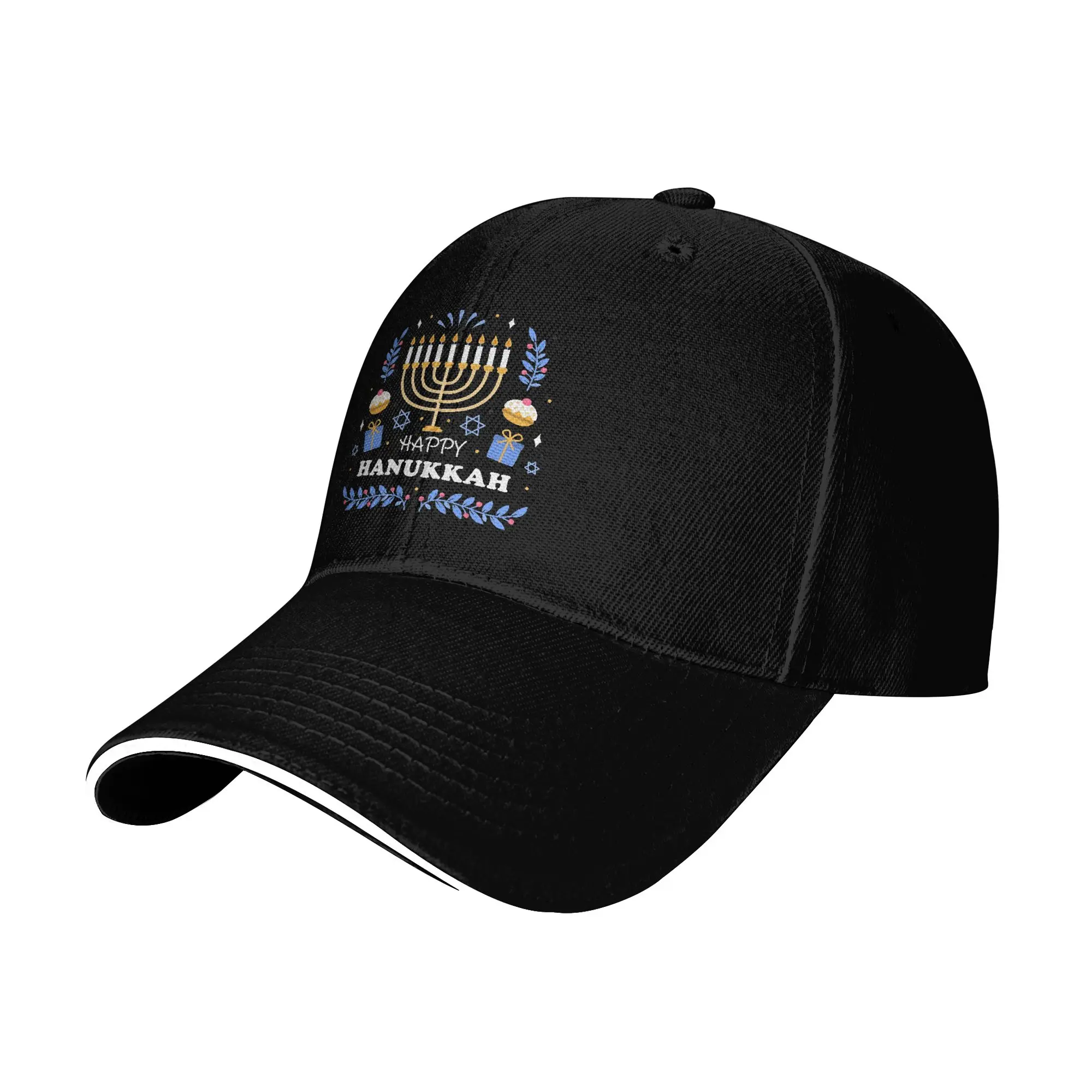 Happy Hanukkah Festival of Lights Baseball Caps Hip Hop  Sandwich Hat Unisex Adjustable Sun Cap Sport