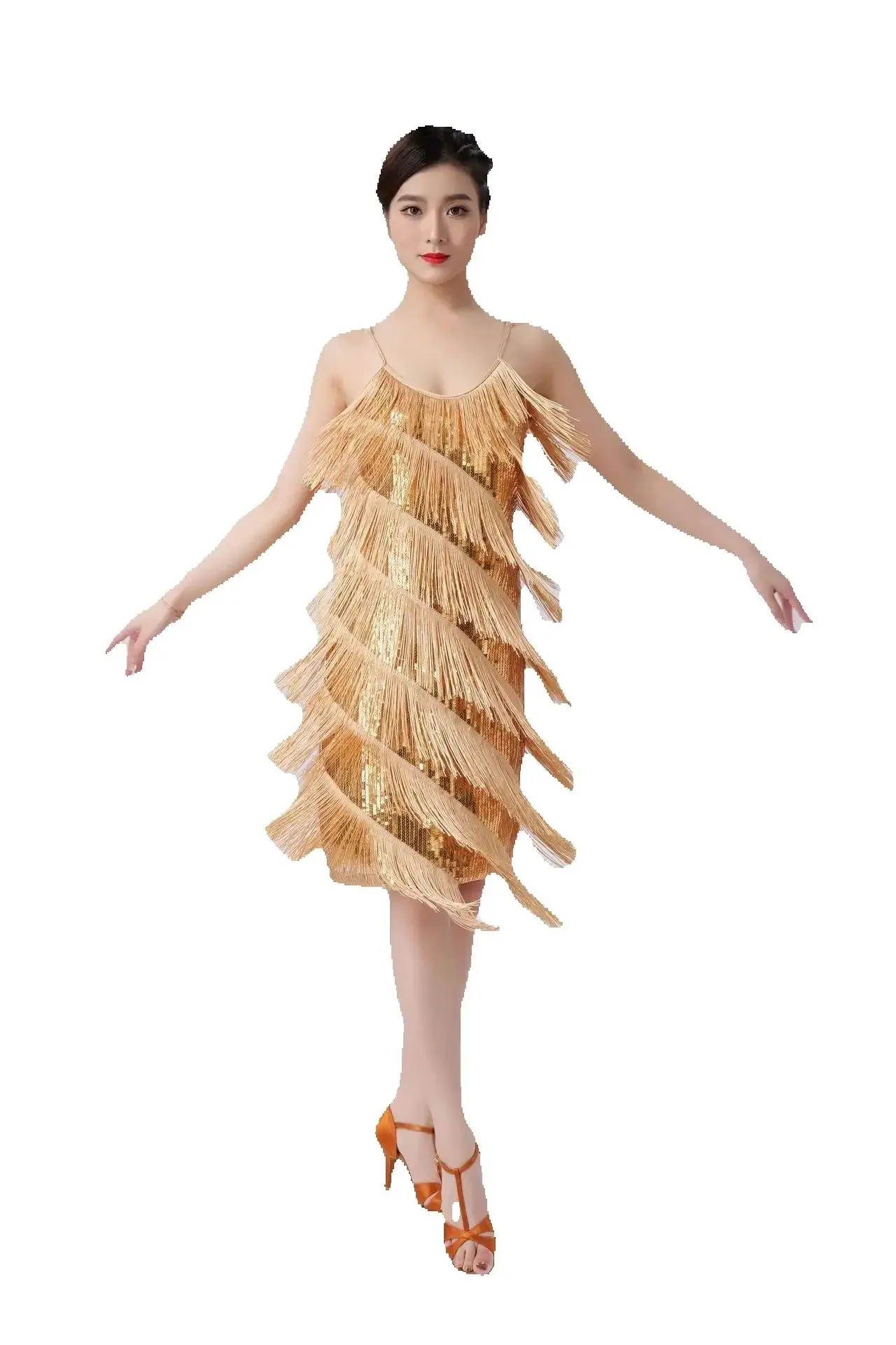 Adulto dança latina primavera lantejoulas borla vestido de dança vestido de festa terno de palco competição 2025 saia padrão de salão de baile