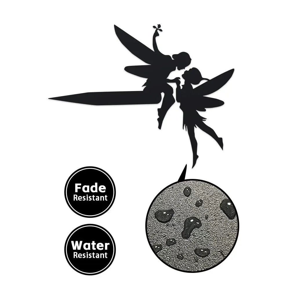 Metal Cast Iron Elf Tree Ornament, Outdoor Angel-Themed Decor, No Power Needed Enchanting Fairy Garden Stake