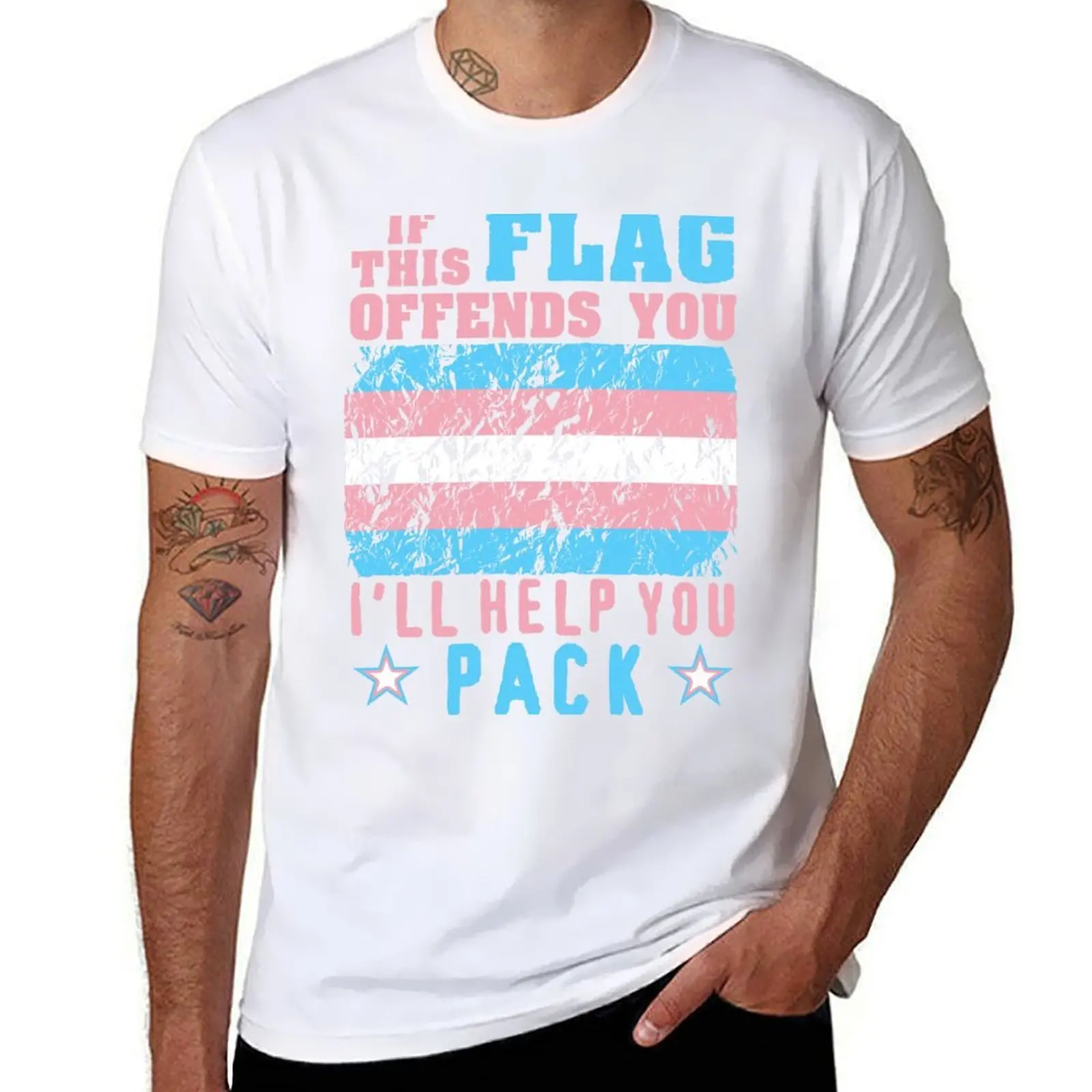 If This Flag Offends You I'll Help You Pack - LGBTQ, Transgender Pride, Parody, Meme T-Shirt