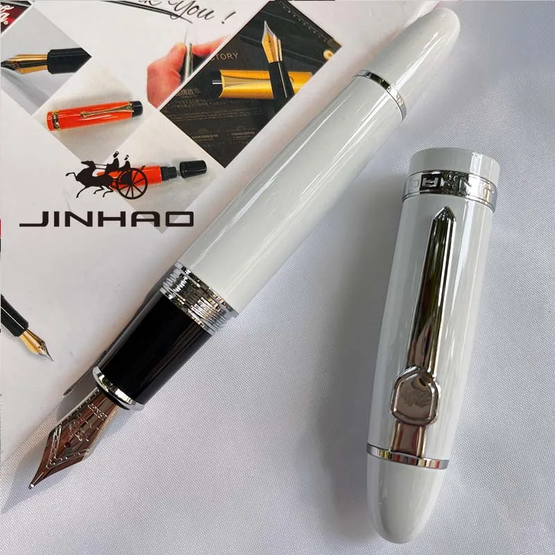 1 Stück JINHAO 159 klassisches Design, silberner Rand, Kalligraphie-Iridium-Business-Stift mit Konverter