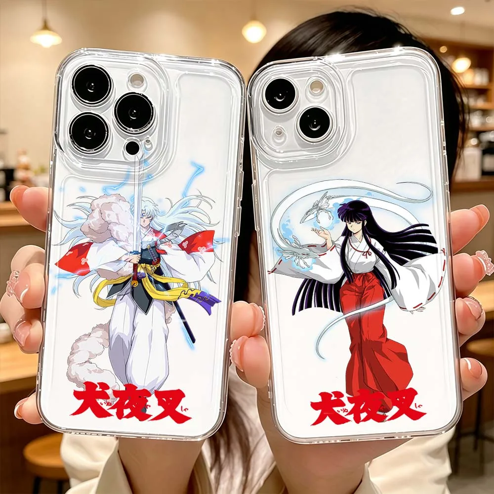 Инуяша для Apple iPhone 17 16 15 14 13 12 11 Pro Plus Max Защитный прозрачный чехол для телефона