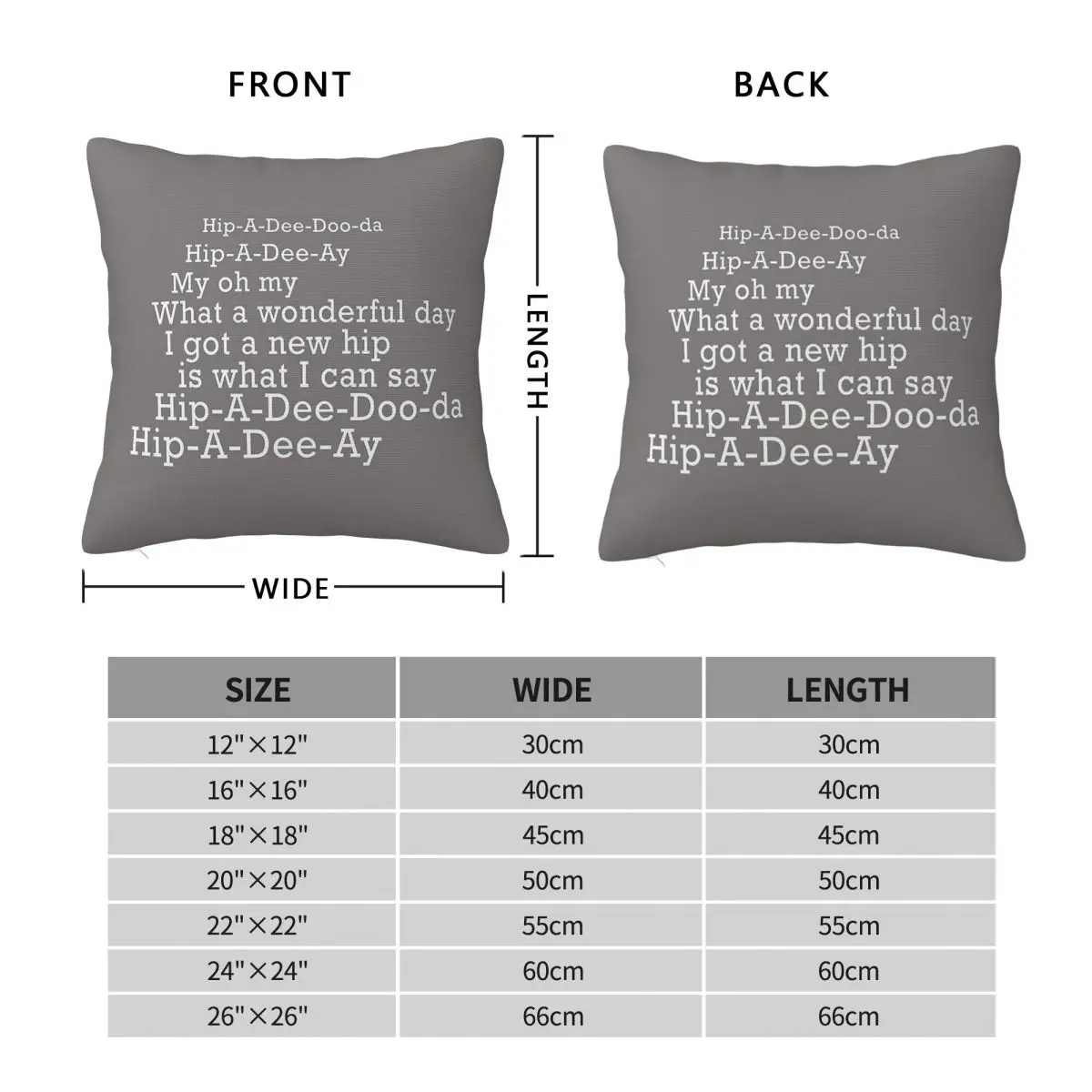 Top Fun Hip Replacement Poem Square Pillowcase Polyester Linen Velvet Pattern Zip Decor Home Cushion Cover Wholesale