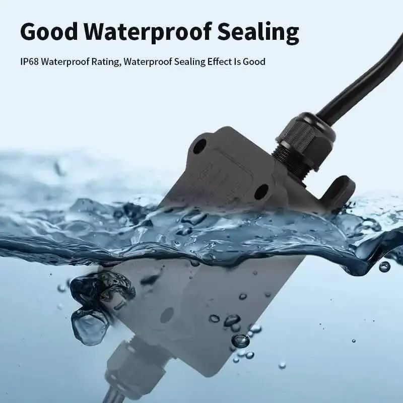 Outdoor IP68 3 Way Junction Box with Terminal Waterproof 32A/250V 2 Way Y-type Threading Box Outdoor Quick Connection Power Box