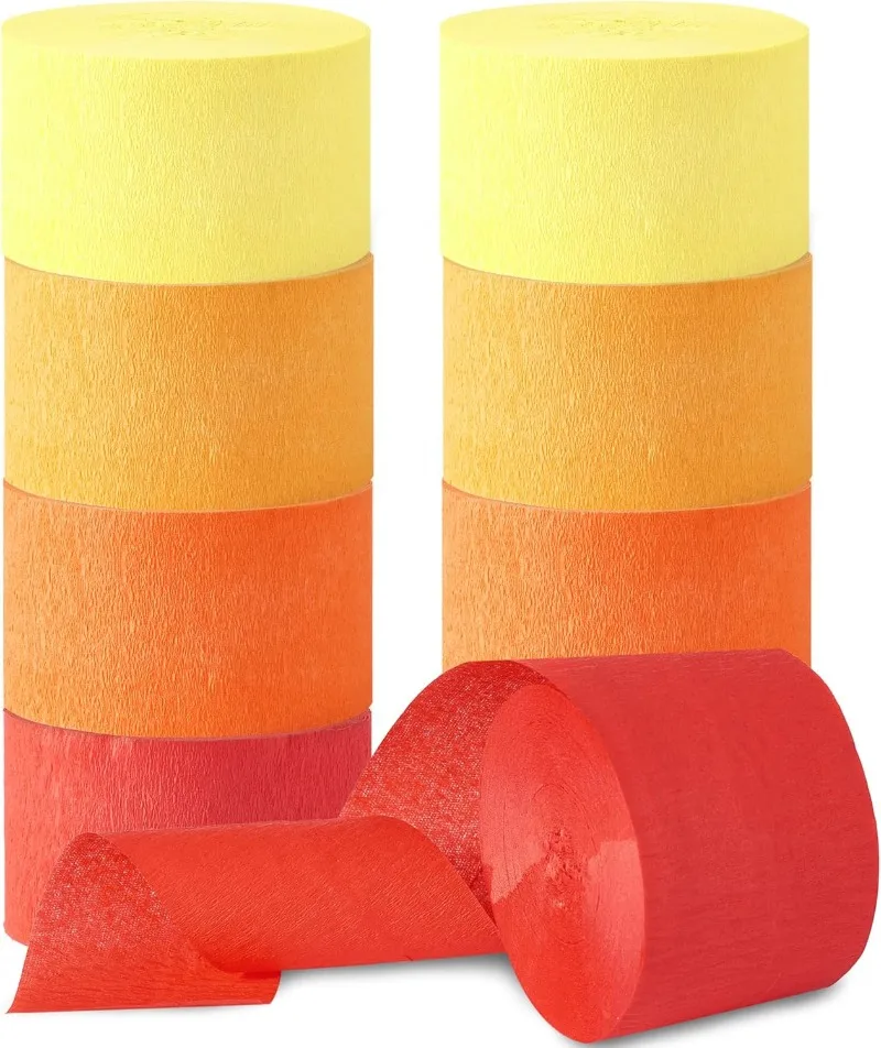 Umweltfreundliche Orange Luftschlangen Party-Dekoration 4 Rollen Orange Krepp-Papier Luftschlangen für Geburtstagsfeier Luftschlangen für Hintergrunddekoration – Detail 4