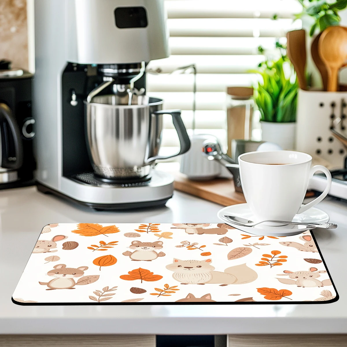 Coffee Mat Christmas Giraffe Absorbent Draining Dish Drying Mat Dry Bathroom Tableware  Stain Rubber Backed Absorbent Mat