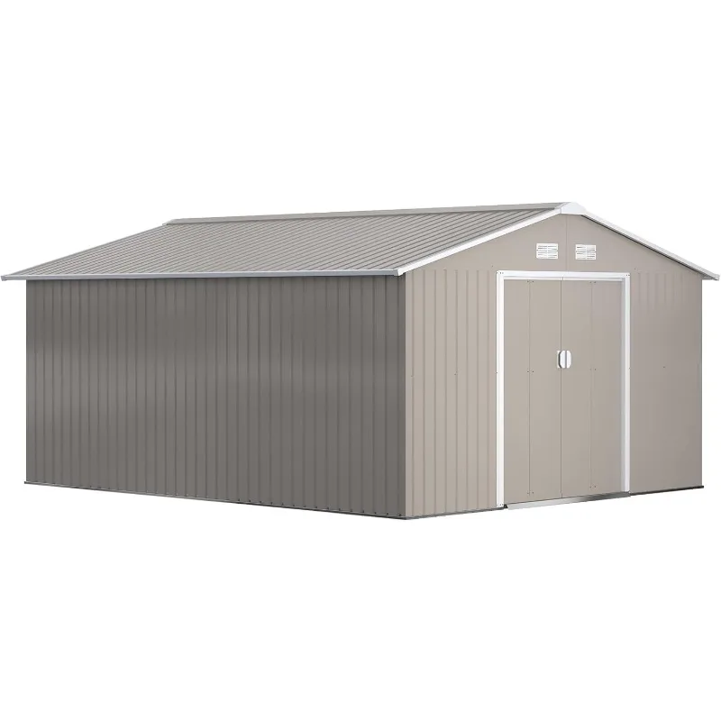 

Outsunny 11' x 13' Outdoor Storage Shed, Garden Tool Metal Shed with Foundation Kit, Double Lockable Door, Air Vents and Sloping