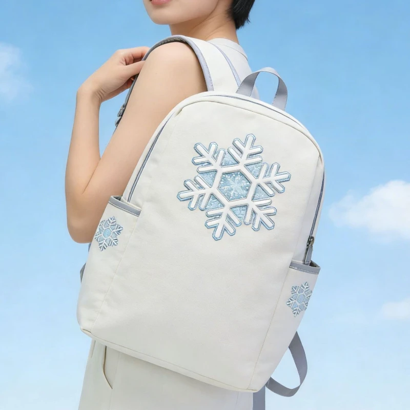 

Белый рюкзак со снежинками для женщин, модные простые школьные сумки для студентов, большая вместительная сумка для книг, мужской рюкзак mochila femininas