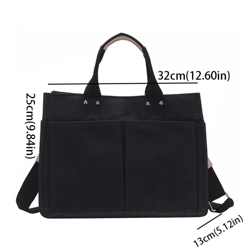 

Waterproof Nylon Stylish Handbags With Pockets Vintage Style Large Tote Bag With Handle Large Capacity Canvas Shoulder Bags