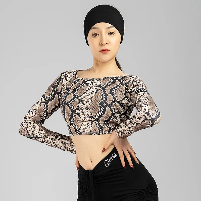 

Latin Crop Tops Girls Leopard Tango Dancing Outfit Salsa Clothing Ballroom Practice Wear Stage Costume Samba Dancewear DL9703