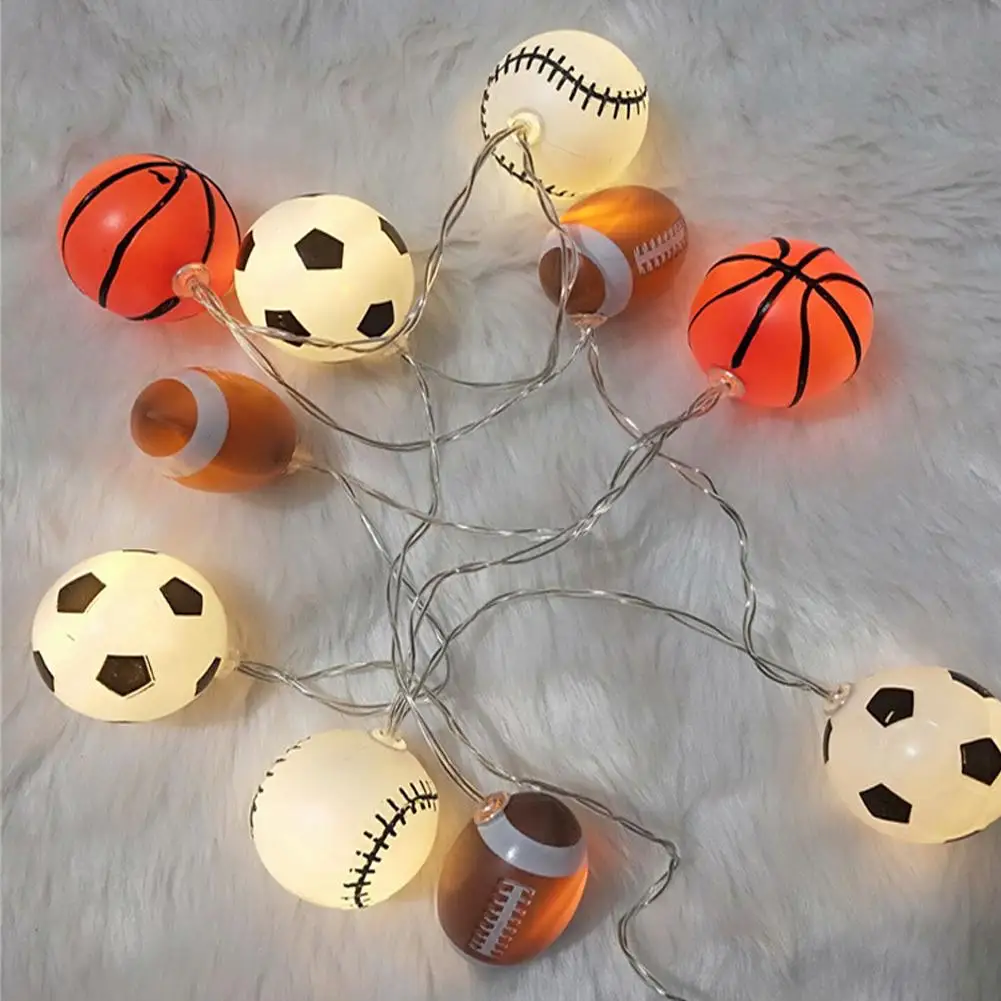 Luces LED de cadena de balones de fútbol, lámpara de portador de cuerda de fútbol, Lámpara decorativa de Navidad para Festival de habitación de niños, luces de hadas