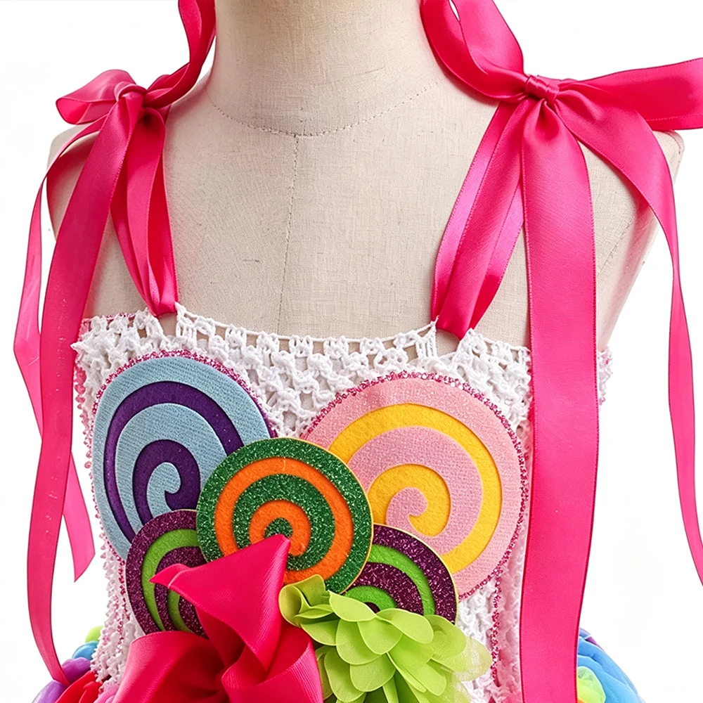 Halloween-Karnevalskostüm für Kinder, Lollipop-Kleidung, Purim-Kostüm, Hübsches Tutu, Flauschiges Bonbon-Prinzessinnen-Ballkleid – Detail 6